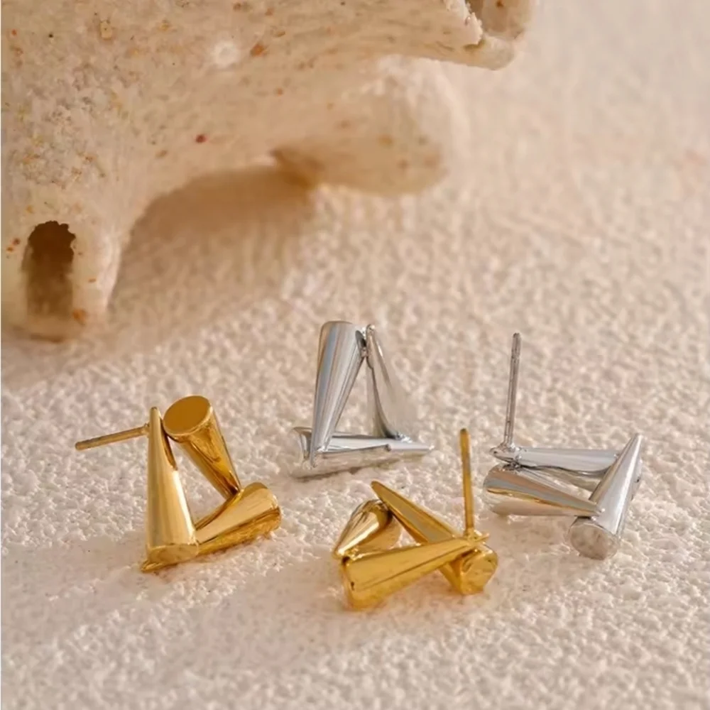 Minimalist Stainless Steel Triangle Stud Earrings